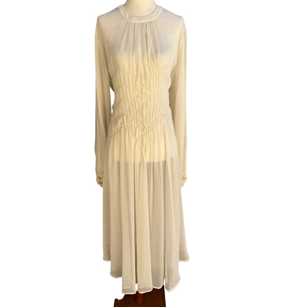 ASOS Edition Ethereal Flowy Boho Sheer Plisse Smocked Waist Maxi‎ Dress Romantic